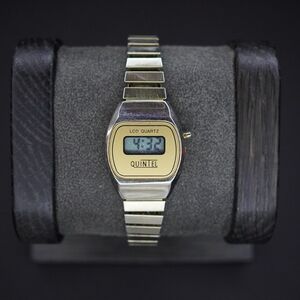 Vintage QUINTEL Digital Watch Quartz Gold Tone Unisex New Battery